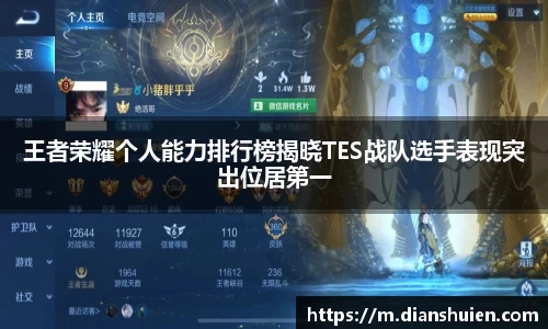 王者荣耀个人能力排行榜揭晓TES战队选手表现突出位居第一