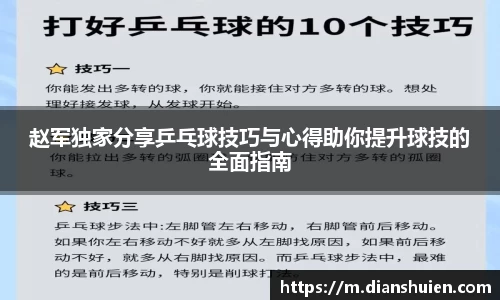 赵军独家分享乒乓球技巧与心得助你提升球技的全面指南